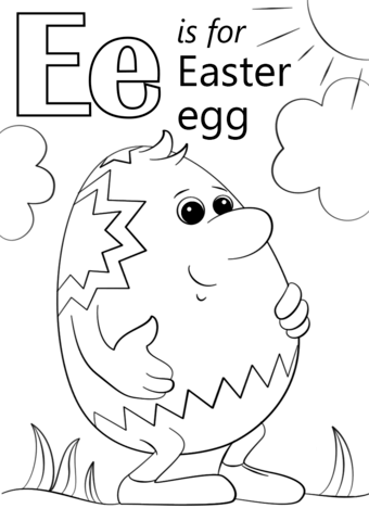 Letter E Is For Easter Egg Coloring Page